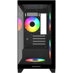 GameBooster M6001B 600W 4*Rainbow Fan Mid-T M-ATX SeaView Gaming Siyah Kasa