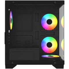 GameBooster M6001B 600W 4*Rainbow Fan Mid-T M-ATX SeaView Gaming Siyah Kasa