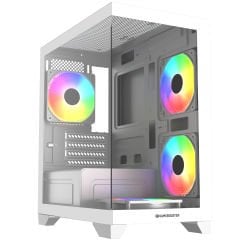 GameBooster M6001W 600W 4*Rainbow Fan Mid-T M-ATX SeaView Gaming Beyaz Kasa