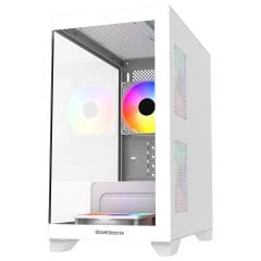 GameBooster M6001W 600W 4*Rainbow Fan Mid-T M-ATX SeaView Gaming Beyaz Kasa