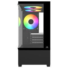 PowerBoost M5001B 500W 3*12cm Rainbow Fanlı USB 3.0 Seaview M-ATX Gaming Siyah Kasa