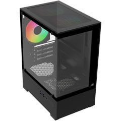 PowerBoost M5001B 500W 3*12cm Rainbow Fanlı USB 3.0 Seaview M-ATX Gaming Siyah Kasa