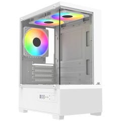 PowerBoost M5001W 500W 3*12cm Rainbow Fanlı USB 3.0 Seaview M-ATX Gaming Beyaz Kasa