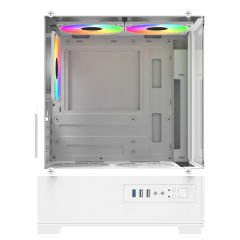 PowerBoost M5001W 500W 3*12cm Rainbow Fanlı USB 3.0 Seaview M-ATX Gaming Beyaz Kasa