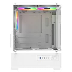 PowerBoost M5001W 500W 3*12cm Rainbow Fanlı USB 3.0 Seaview M-ATX Gaming Beyaz Kasa