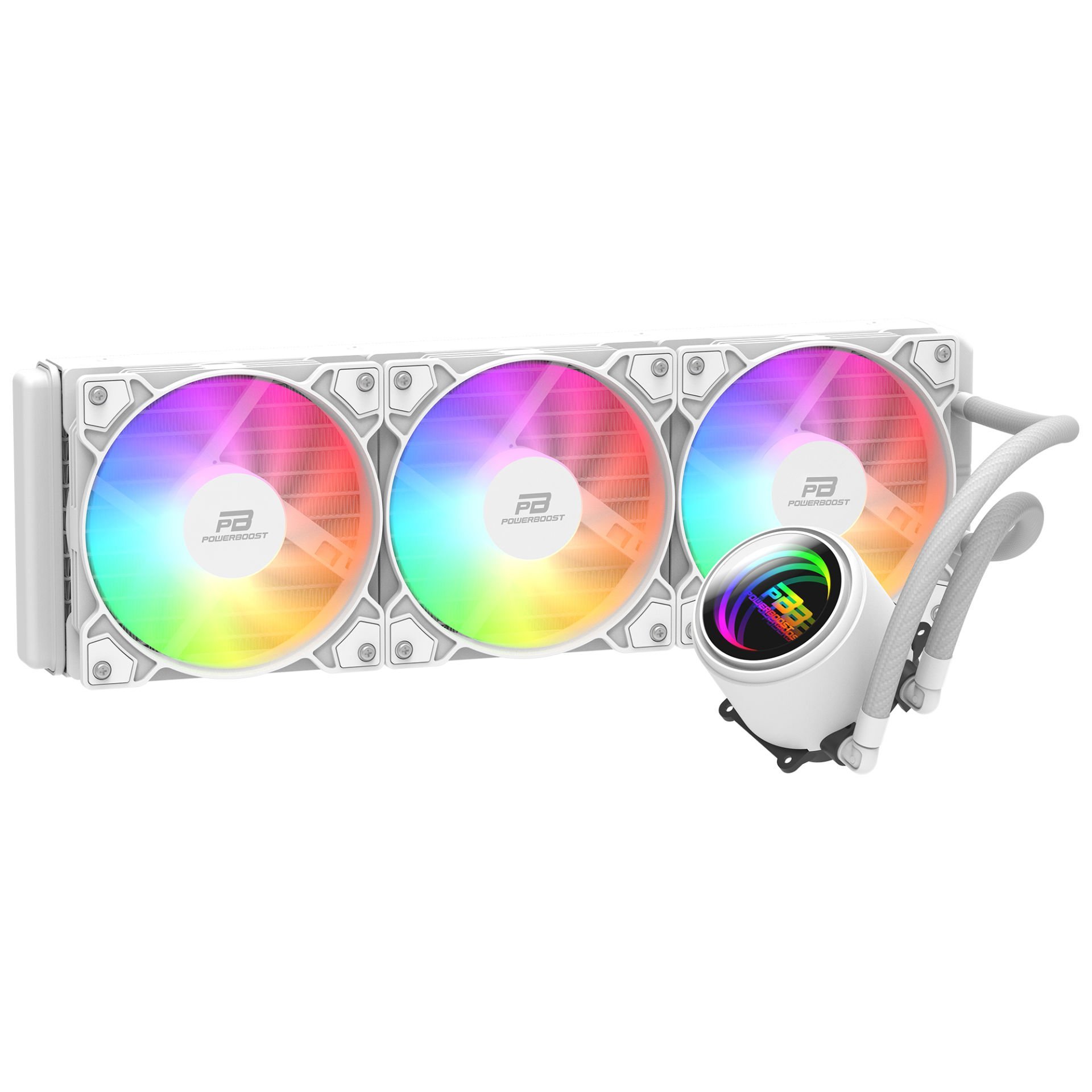 PowerBoost CIRCLE 360W Rainbow Fanlı LGA1700/AM5 Uyumlu 360mm CPU Sıvı Soğutma Sistemi (Beyaz)