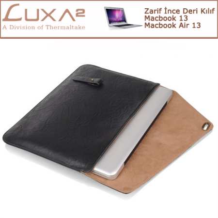 LUXA2 Metropolitan 13'' Mac Book Pro İnce Deri Zarf Kılıf - Siyah