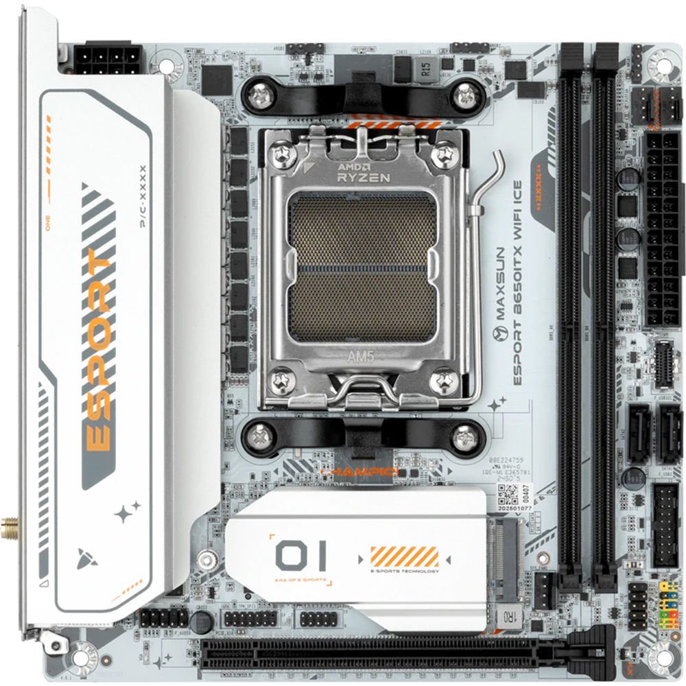 Maxsun eSport B650ITX WIFI ICE AM5 DDR5 8000Mhz M.2 HDMI Itx AMD Anakart Beyaz