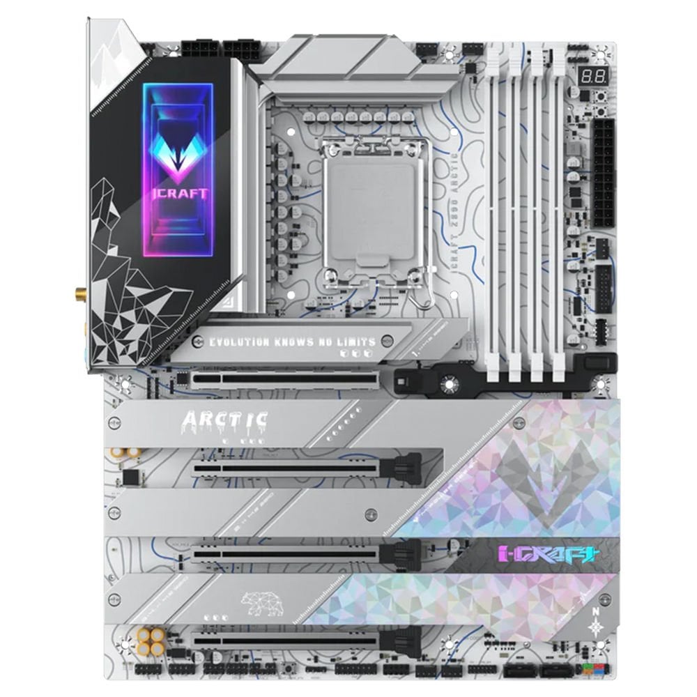 Maxsun İCraft Z890 ARCTIC WIFI LGA1851 DDR5 8800 Mhz M.2 HDMI ATX Intel Anakart Beyaz