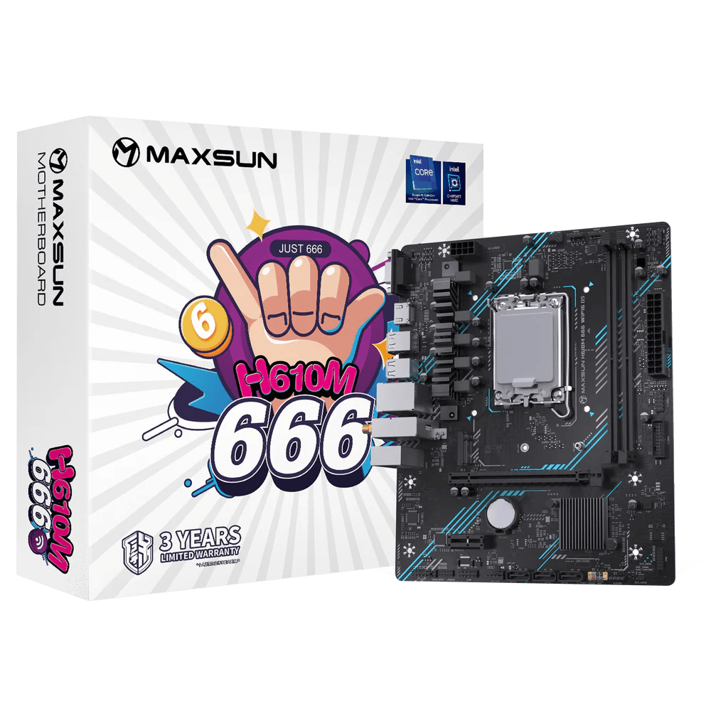 Maxsun H610M 666 WIFI LGA1700 DDR5 6000 Mhz M.2 HDMI mAtx Intel Anakart