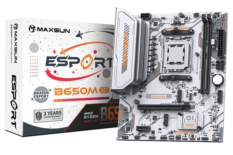 Maxsun eSport B650M WIFI ICE AM5 DDR5 6000 Mhz M.2 HDMI mAtx AMD Anakart Beyaz