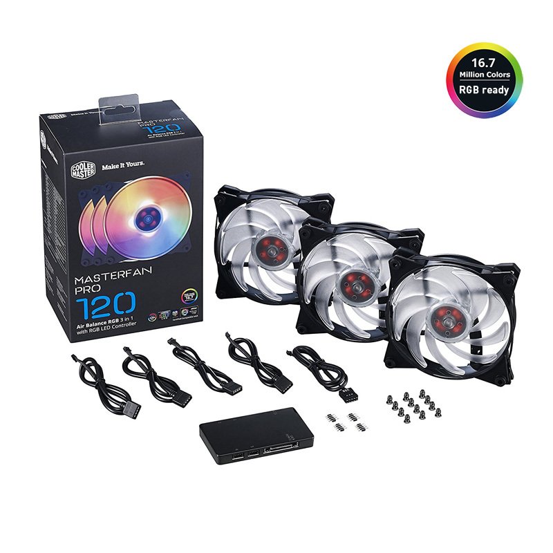 CM MastCM MasterFan Pro 120 Air Balance 3'lü paket 3x120mm RGB Led'li Kasa Fanı RGB Kontrol Üniteli