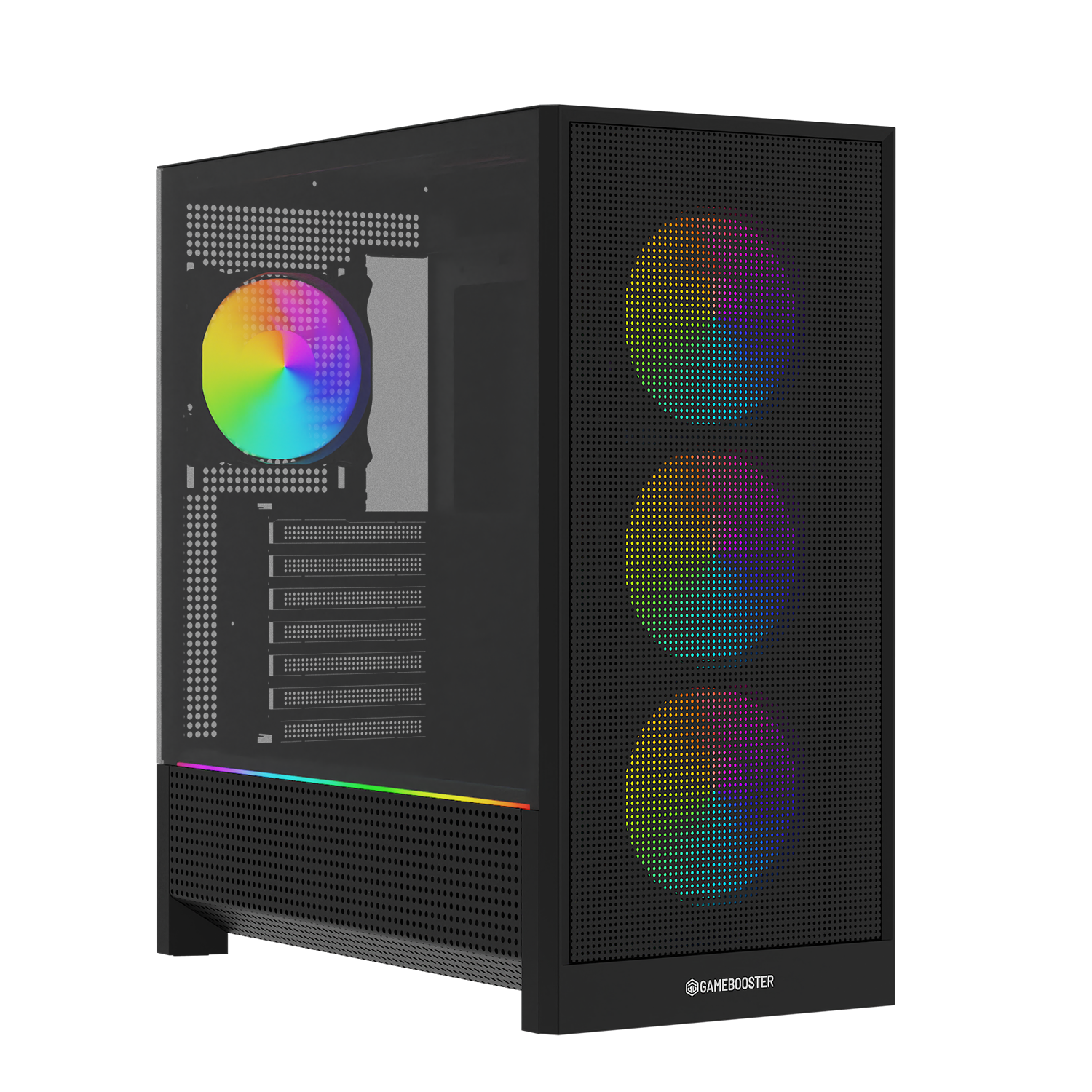 GameBooster MYSTRAL 750w 80+ Bronze APFC 3.1 PCI-E 5.1 4*ARGB PWM E-ATX ARGB Şerit Mesh Gaming Kasa