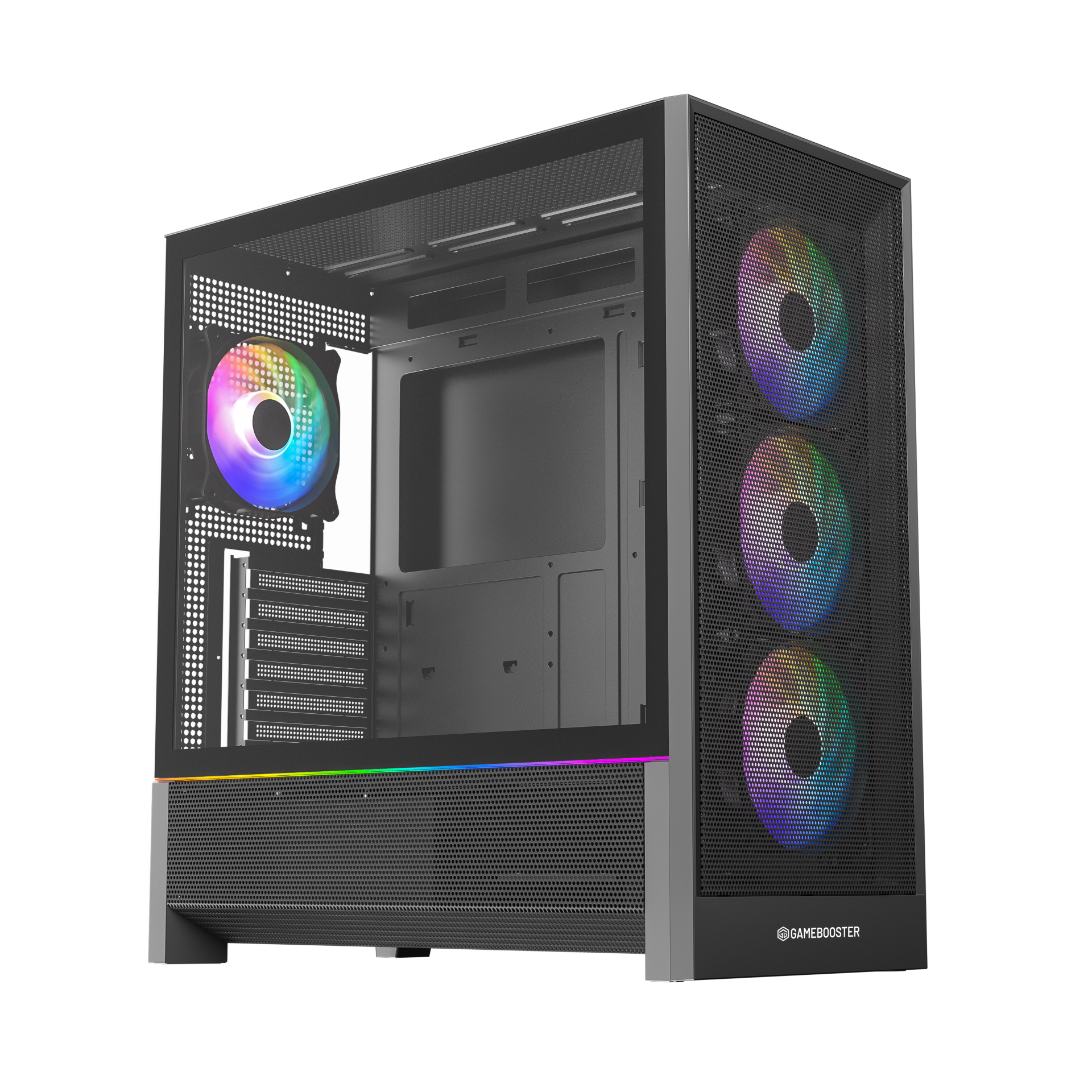 GameBooster MYSTRAL 750w 80+ Bronze APFC 3.1 PCI-E 5.1 4*ARGB PWM E-ATX ARGB Şerit Mesh Gaming Kasa