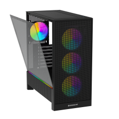 GameBooster MYSTRAL 750w 80+ Bronze APFC 3.1 PCI-E 5.1 4*ARGB PWM E-ATX ARGB Şerit Mesh Gaming Kasa