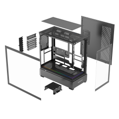 GameBooster NYVRA PRIME 750w 80+ Bronze APFC 3.1 PCI-E 5.1 4*ARGB PWM ARGB Şerit SeaView Gaming Kasa