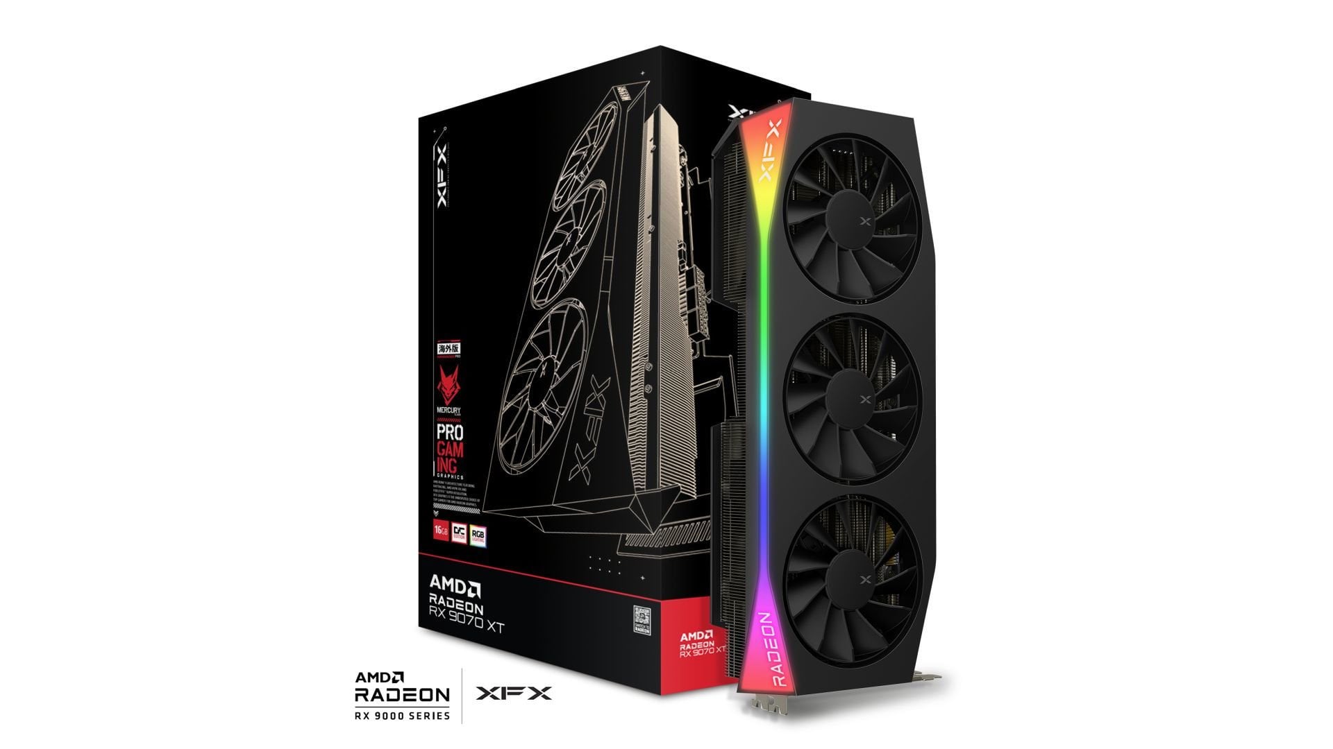XFX MERCURY RX 9070 XT OC GAMING 16GB GDDR6 256Bit DX12  RGB LED AMD Ekran Kartı