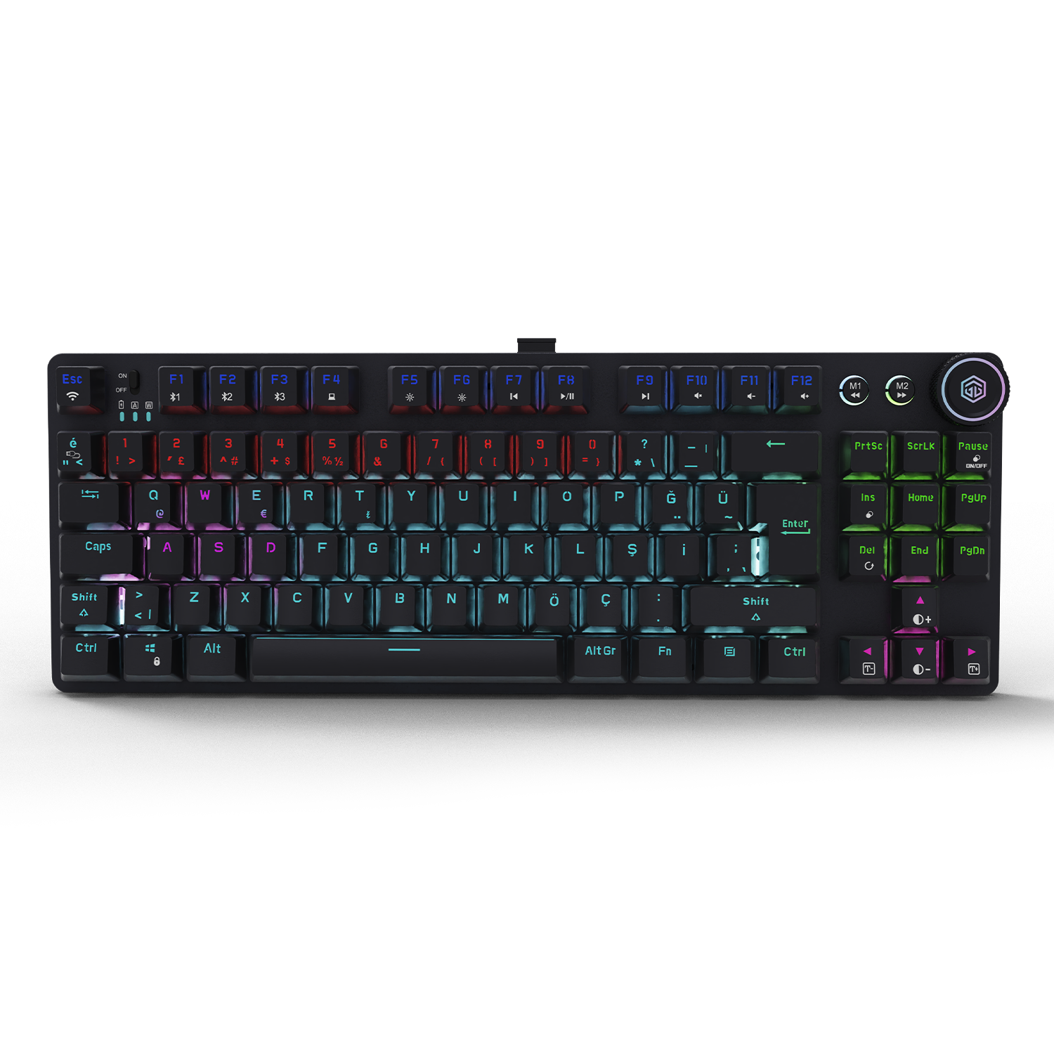 GameBooster Ryba Rainbow Red Switch Triple Mode Siyah Mekanik Gaming Klavye