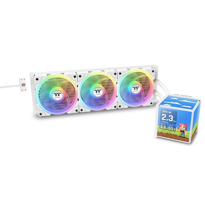 THERMALTAKE MINECUBE 360 Ultra Beyaz 3,95'' TFT LCD 360mm Intel/AM5 Sıvı Soğutucu