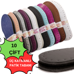 ÜÇ KATMANLI PATİK TABANI (10'LU PAKET) (suni deri+eva+keçe)