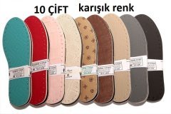 SUNİ DERİLİ PATİK TABANI İKİ KATMANLI (10'LU PAKET) KARIŞIK RENK