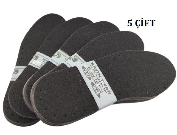 5 PAIRS OF BLACK FELT COATED EVA BOOTIES SOLES