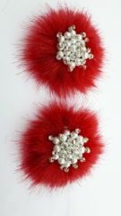 BOOTIES ORNAMENT RED DESIGN WITH WHITE STONE