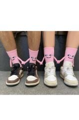 Mıknatıslı El Ele Tutuşan Çorap Arkadaşlık Spor Çorabı Pembe 2 Adet