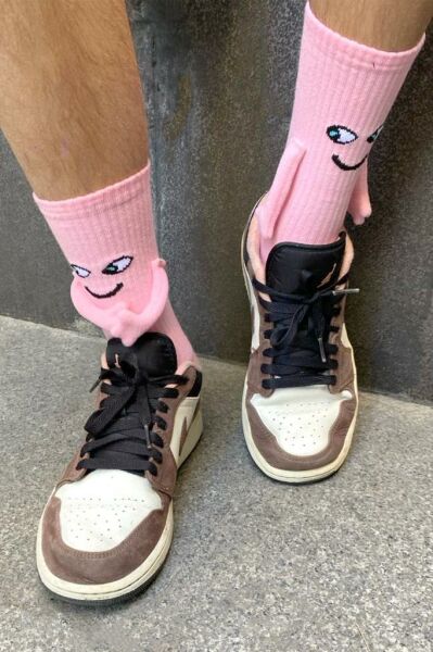 Mıknatıslı El Ele Tutuşan Çorap Arkadaşlık Spor Çorabı Pembe 2 Adet