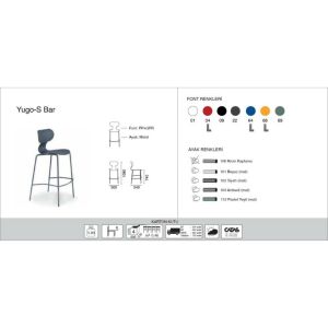 Yugo-S Bar Beyaz - Krom Kaplama Bar Sandalyesi PPT1668