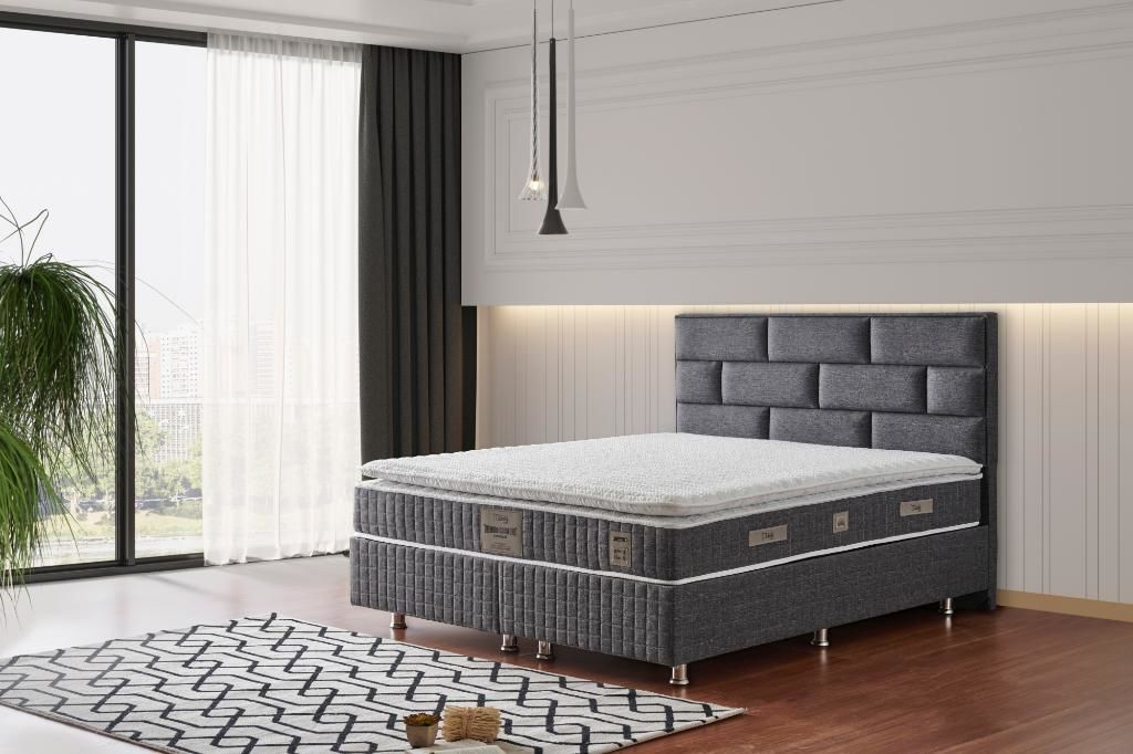 Stone 180x200 Çift Kişilik Baza, Başlık Seti MBL1411