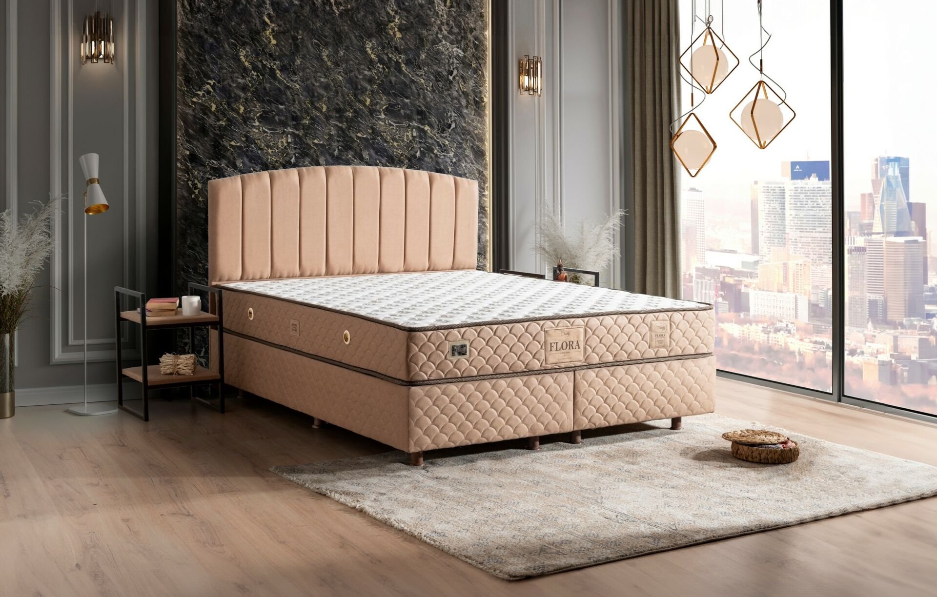 Flora 180x200 Çift Kişilik Baza, Başlık Seti MBL1415