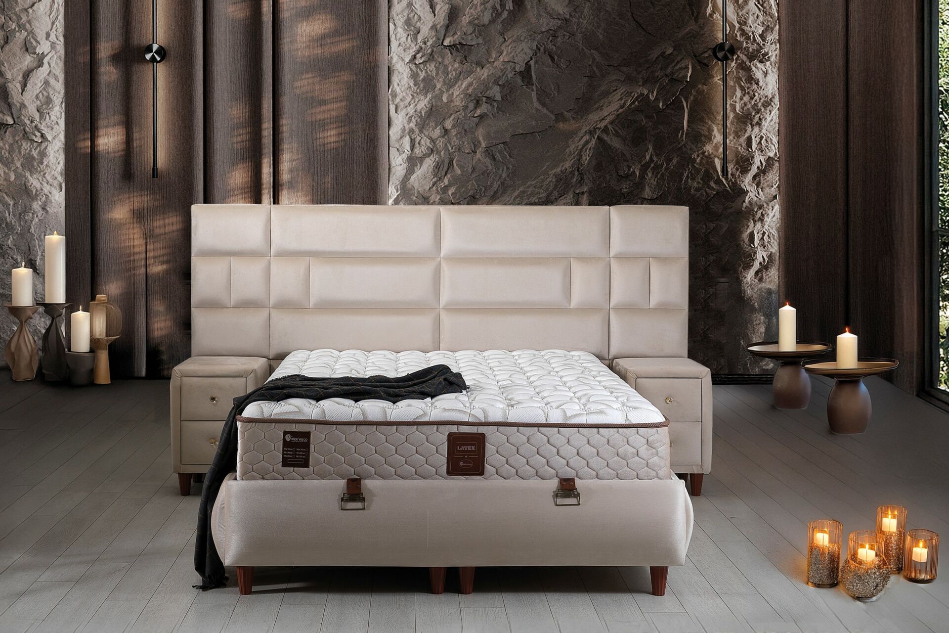 Latex 100x200 Tek Kişilik Baza, Başlık Seti PV1315