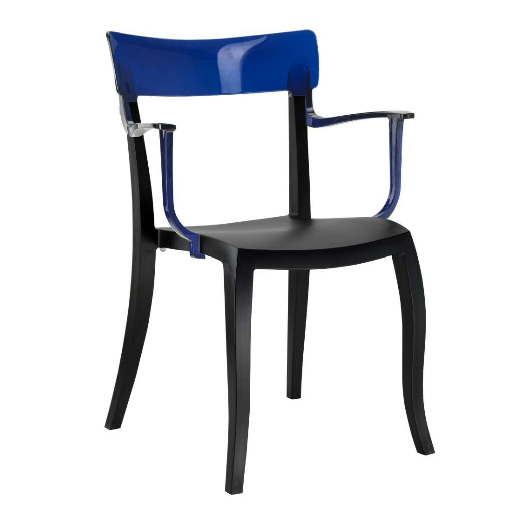 Hera-K Mavi Transparan - Siyah Kollu Mutfak Sandalyesi PPT1172