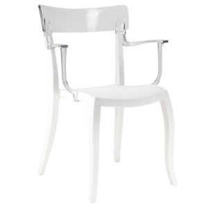 Hera-K Şeffaf Transparan - Beyaz Kollu Mutfak Sandalyesi PPT1179
