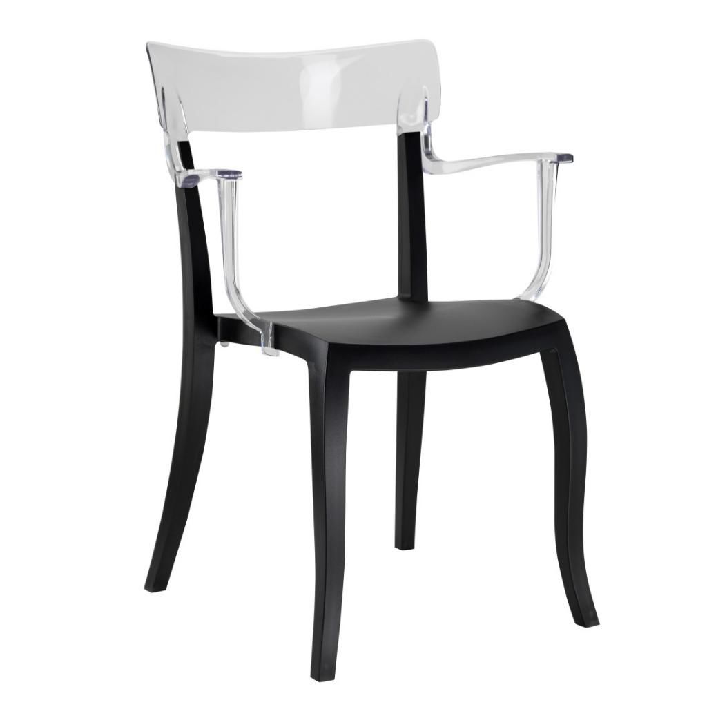 Hera-K Şeffaf Transparan - Siyah Kollu Mutfak Sandalyesi PPT1188
