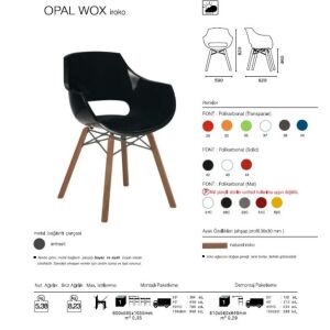 Opal Wox (iroko-meşe) Mavi Transparan Ahşap Ayaklı Sandalye PPT1312