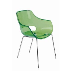Opal-ML Yeşil Transparan - Krom Kaplama Mutfak Sandalyesi PPT1349
