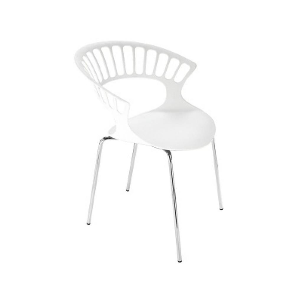 Tiara Beyaz - Krom Kaplama Kollu Mutfak Sandalye PPT1362