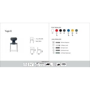 Yugo-S Antrasit - Krom Kaplama Mutfak Sandalyesi PPT1455