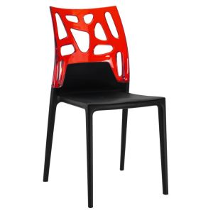 Ego-Rock Kırmızı Transparan - Siyah Mutfak Sandalyesi PPT1065