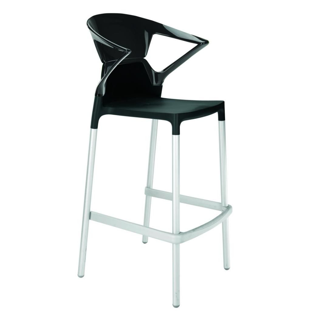 Ego-K Bar Solid Siyah - Siyah Alüminyum Ayaklı Kollu Bar Sandalyesi PPT1471