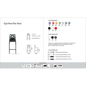 Ego-Rock Bar Solid Siyah - Siyah Bar Sandalyesi PPT1491