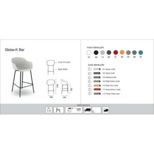 Globe-K Bar Beyaz - Siyah Kollu Bar Sandalyesi PPT1534
