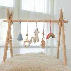 Doğal Ahşap Bebek Egzersiz Aleti Oyun Alanı