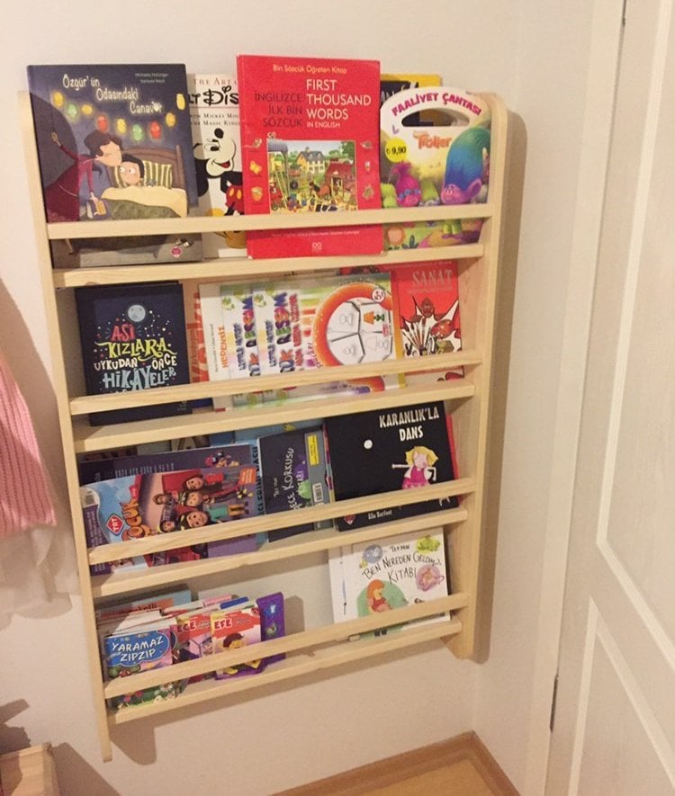 Doğal Ahşap Montessori Eğitici Kitaplık