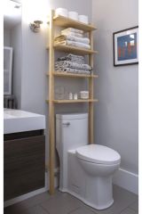 Katre Dizayn Doğal Ahşap Klozet Üstü Banyo Düzenleme Rafı
