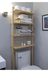 Katre Dizayn Doğal Ahşap Klozet Üstü Banyo Düzenleme Rafı