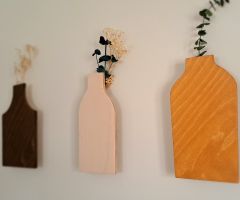 Katre Dizayn Vazo Tasarım 3 lü Dekoratif Ahşap Duvar Çiçekliği