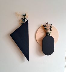 Katre Dizayn Geometri tasarım 2 li Dekoratif Ahşap Duvar Çiçekliği